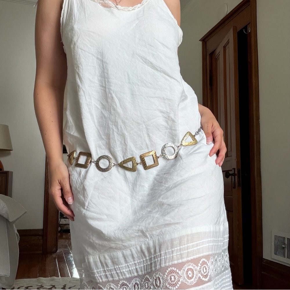 Geometric Metal Link Waist Chain Belt - Gold & Silver